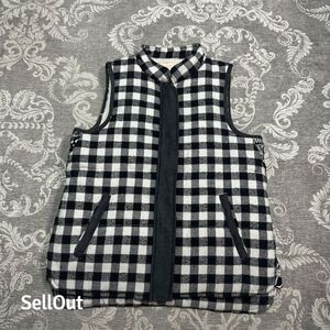 En Crème Women's Plaid Vest Black & White Size S Casual Sleeveless